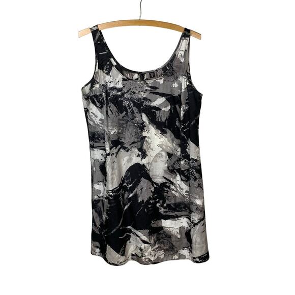 Isa & Co Sepia Black & White Cotton / Silk A-Line Knee Length Tank Dress Size XL - Picture 1 of 7